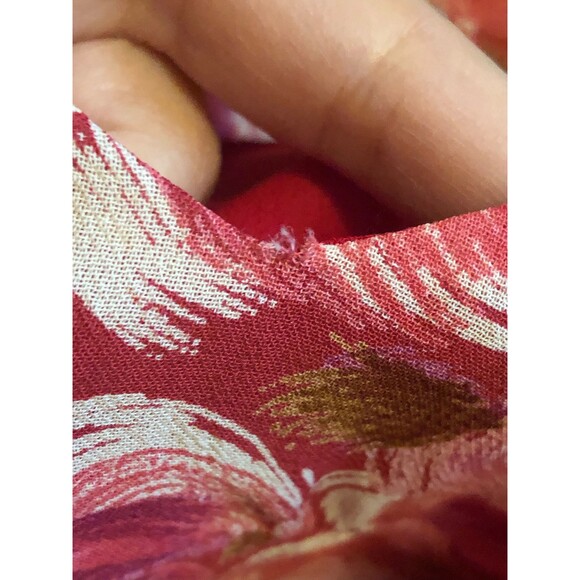 1990s-Y2K. ALLEN B. SCHWARTZ A.B.S. Red Roses Chiffon Flutter Sleeve Dress. S - Picture 10 of 10